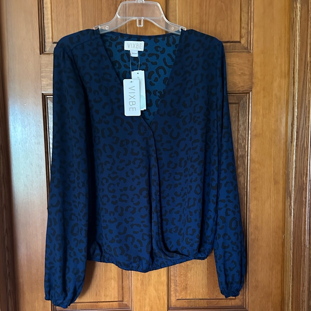 Women's Blue Leopard Print Top